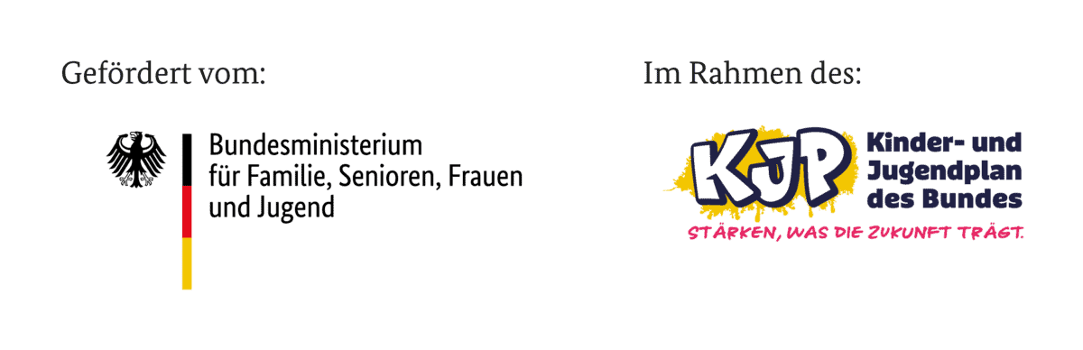 Logo des Bundesministerium für Familie, Senioren, Frauen und Jugend. Logo des Kinder- und Jugendplan des Bundes